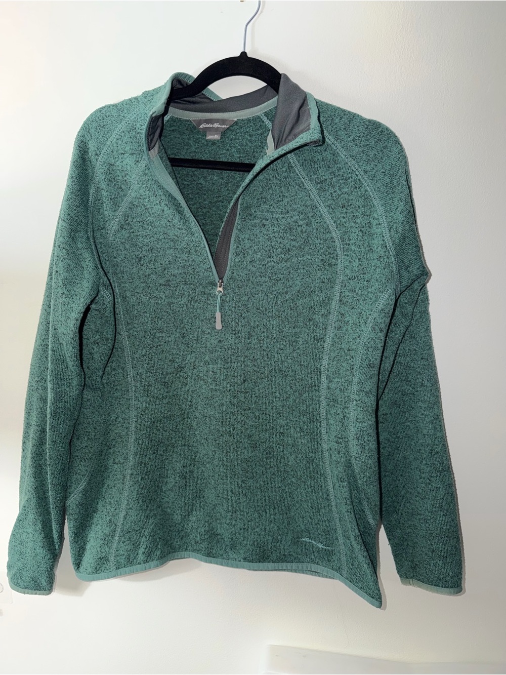 Eddie Bauer Heathered Teal Quarter-Zip Pullover